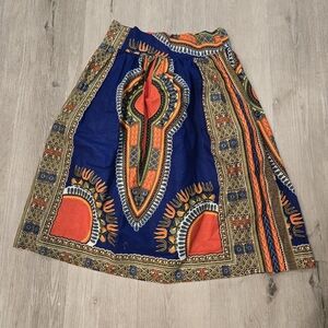 Diyanu Tribal Print 100% Cotton Midi Skirt Size Medium